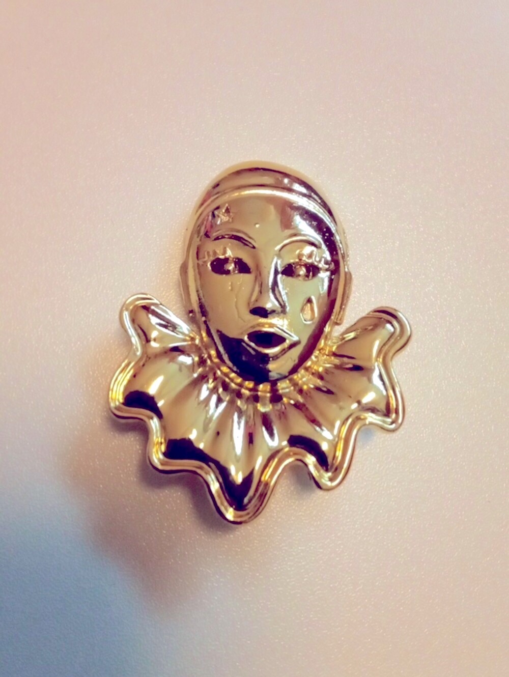 2for$20🧡Gold-tone Pierrot Clown Brooch